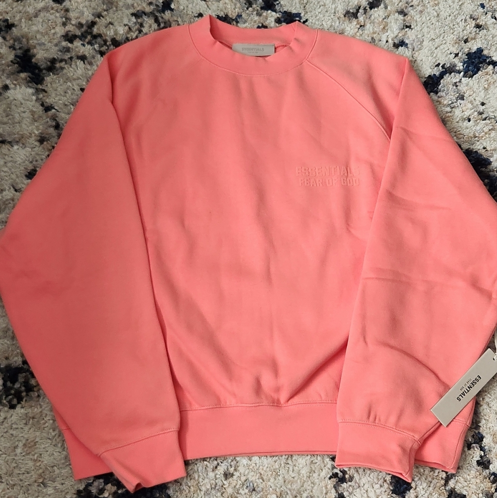FEAR OF GOD ESSENTIALS CORE FLEECE Coral  Crewneck SweatshirtSIZE MEDIUM